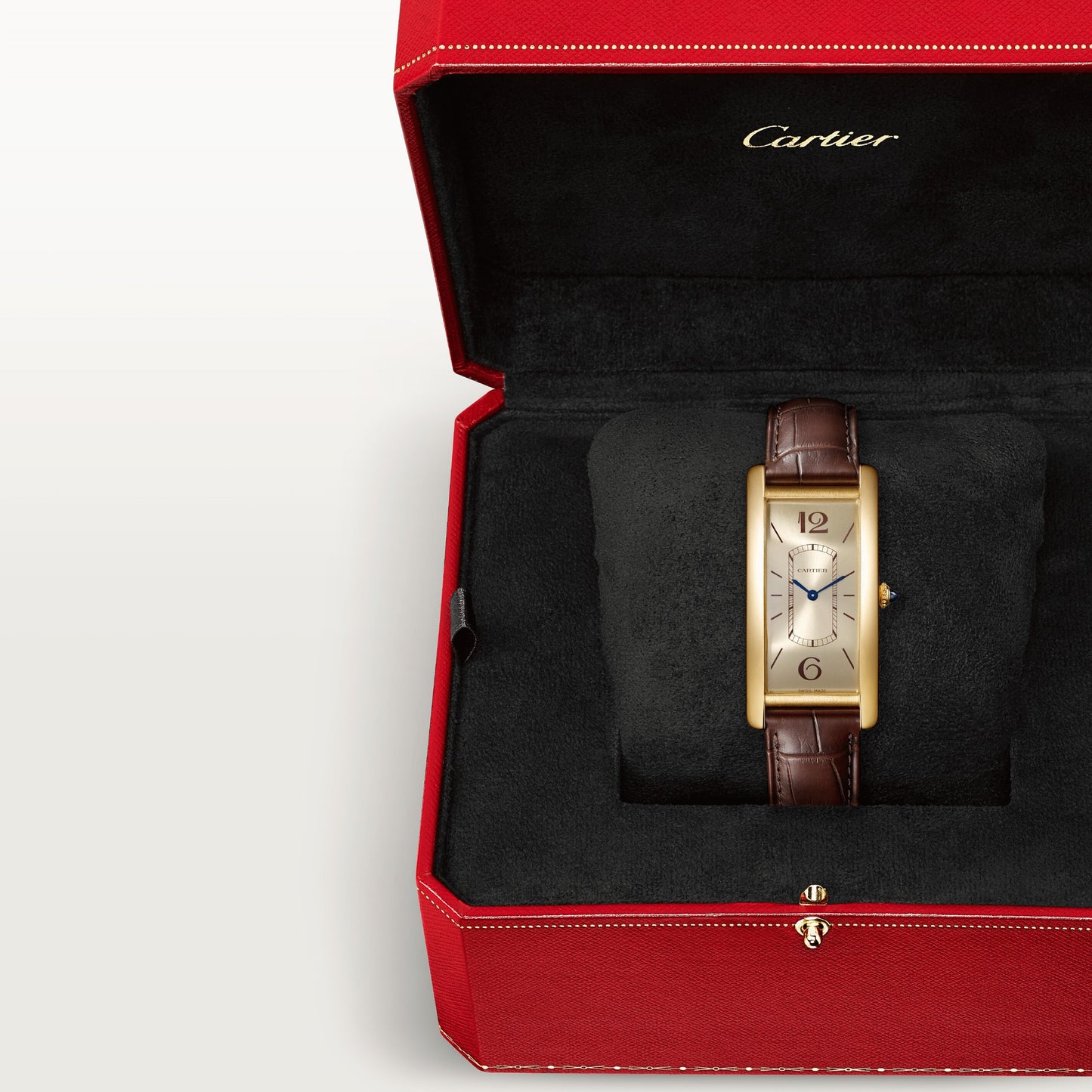 Cartier Tank Yellow Gold (Large Model) 46 MM - Brown Leather Strap - Yellow Gold Bezel - Golden Dial - WGTA0026