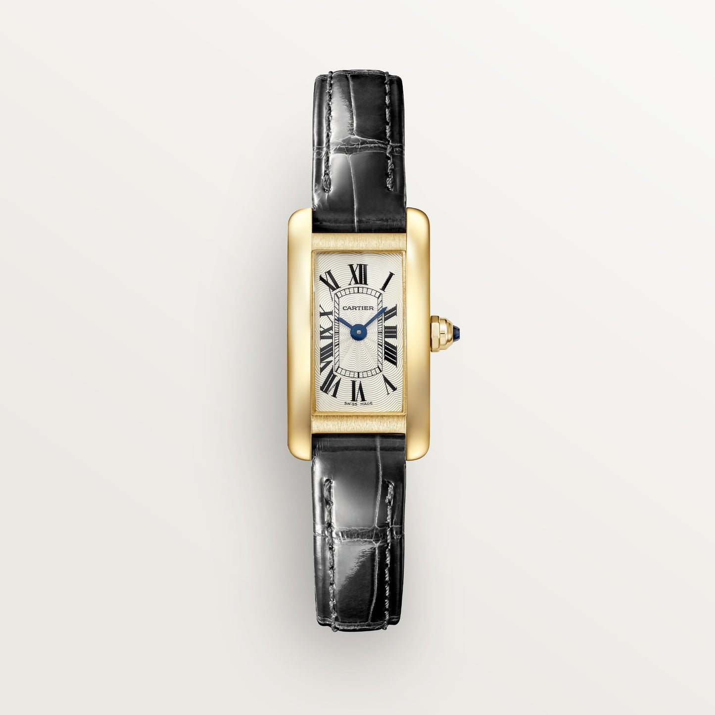 Cartier Tank Yellow Gold (Mini Model) 27 MM - Black Leather Strap - Yellow Gold Bezel - Silver Dial - WGTA0038