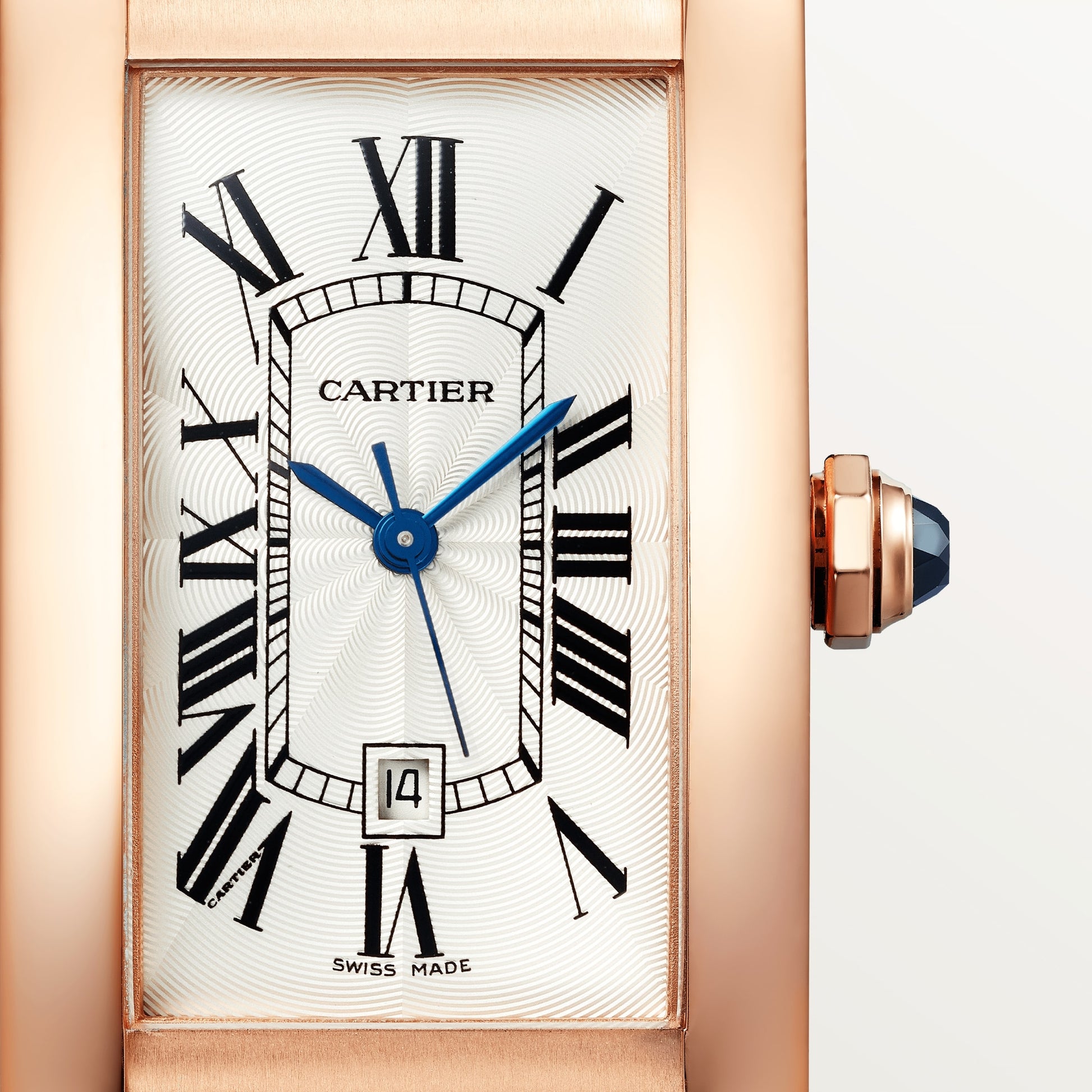 Cartier Tank Rose Gold (Large Model) 41 MM - Brown Leather Strap - Rose Gold Bezel - Silver Dial - WGTA0046