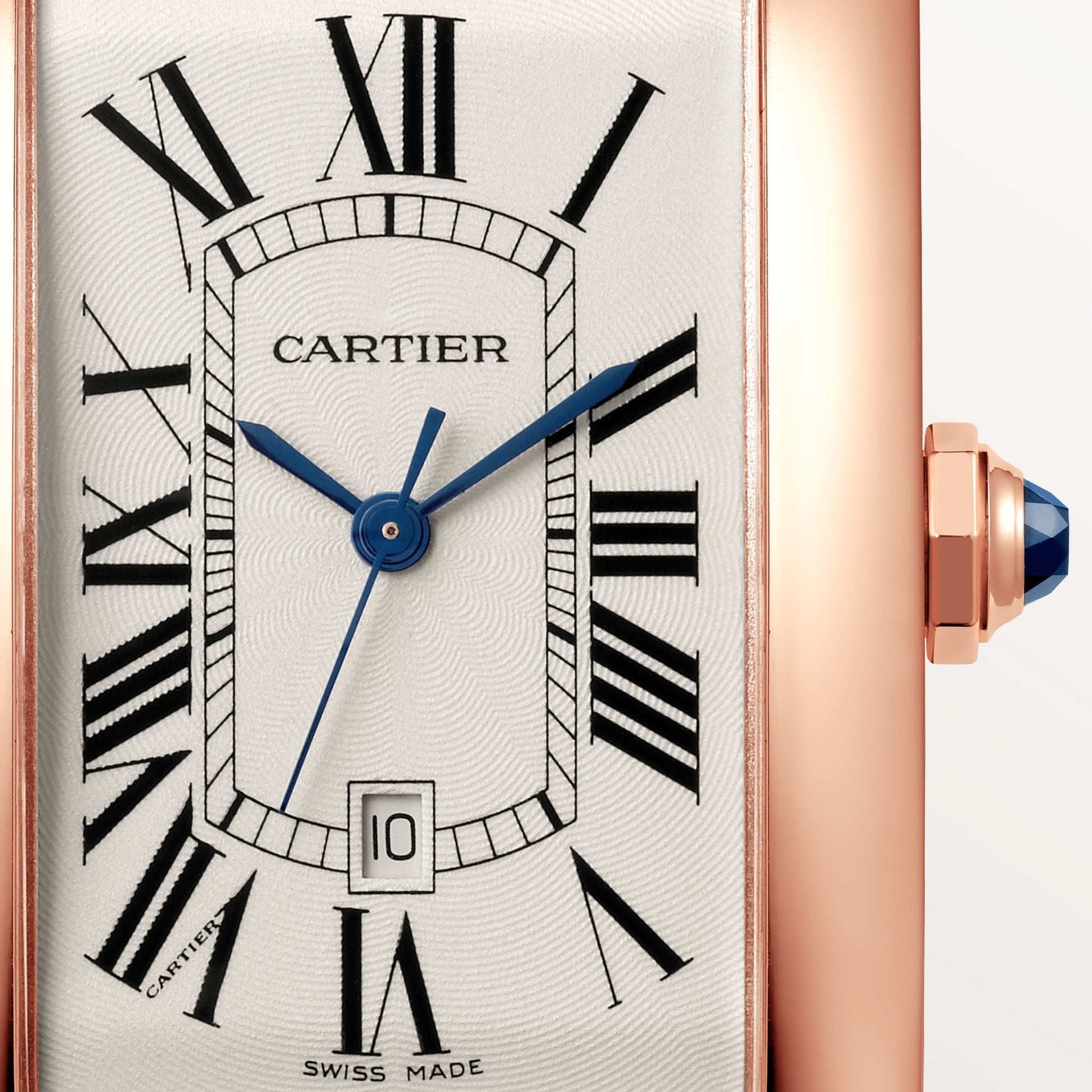 Cartier Tank Rose Gold (Large Model) 45 MM - Brown Leather Strap - Rose Gold Bezel - Silver Dial - WGTA0047