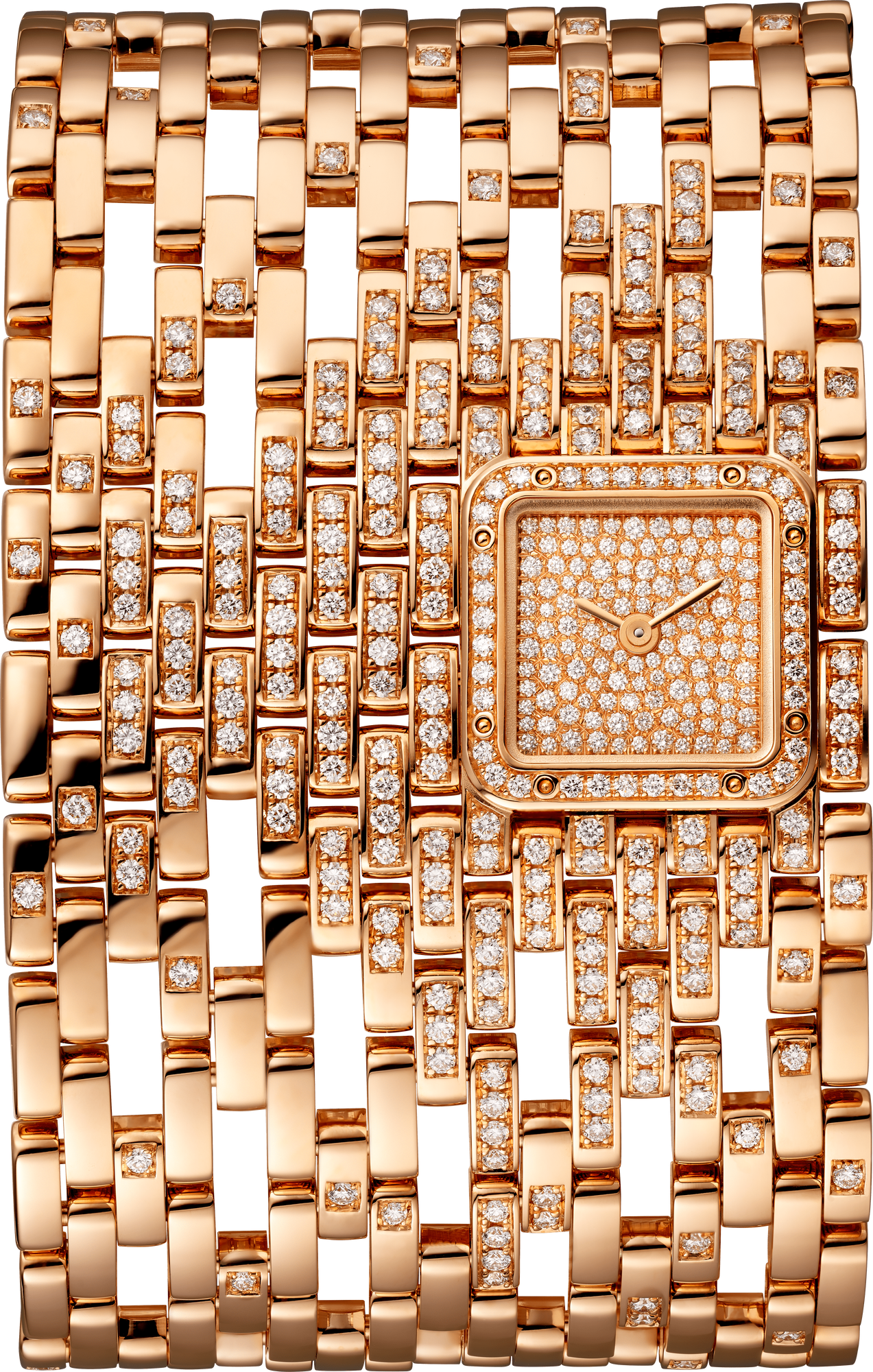 Cartier Panthére De Cartier Rose Gold Diamond (Small Model) 22 MM - Rose Gold Diamond Bracelet - Rose Gold Diamond Bezel - Diamond Dial - HPI01293