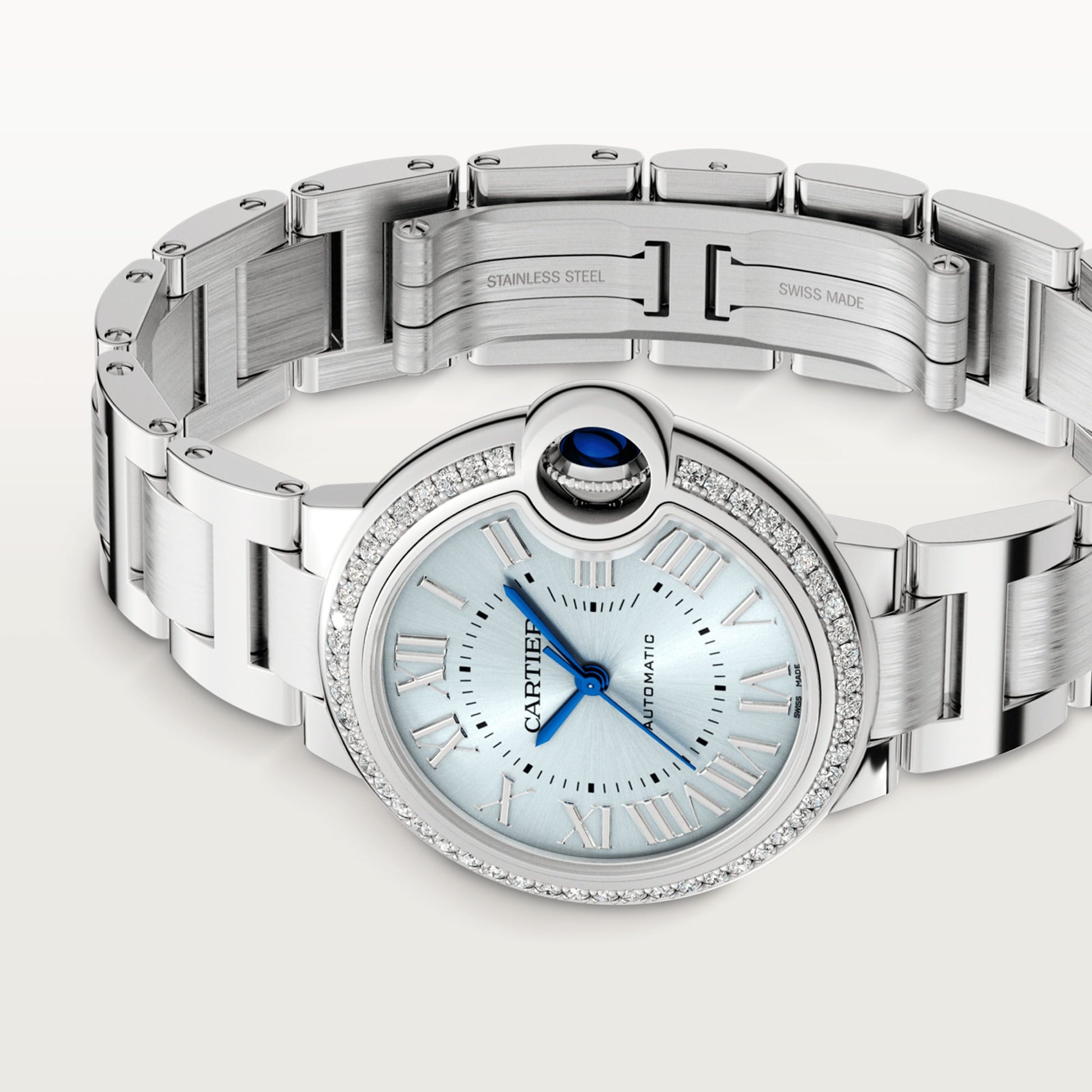 Cartier Ballon Bleu Stainless Steel 33 MM - Stainless Steel Bracelet - Sky Blue Dial - W4BB0028