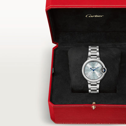 Cartier Ballon Bleu Stainless Steel 33 MM - Stainless Steel Bracelet - Blue Silvered Sunray Dial - WSBB0062