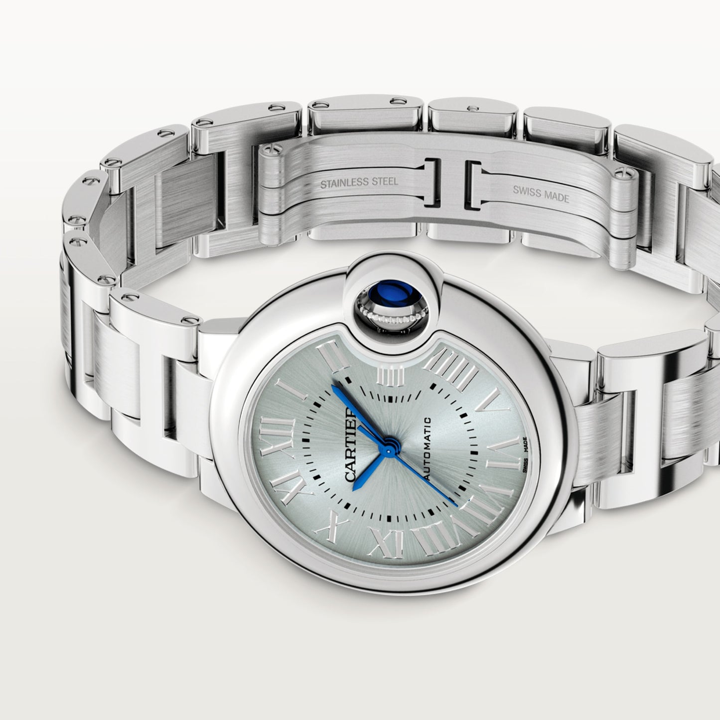 Cartier Ballon Bleu Stainless Steel 33 MM - Stainless Steel Bracelet - Blue Silvered Sunray Dial - WSBB0062