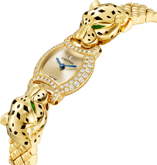 Cartier Panthére De Cartier Yellow Gold (Small Model) 22 MM - Yellow Gold Bracelet - Yellow Gold Diamond Bezel - Golden Dial - HPI01441