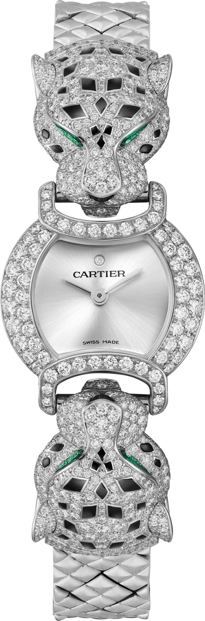 Cartier Panthére De Cartier White Gold Diamond (Small Model) 22 MM - White Gold Diamond Bracelet - White Gold Diamond Bezel - Silver Dial - HPI01533