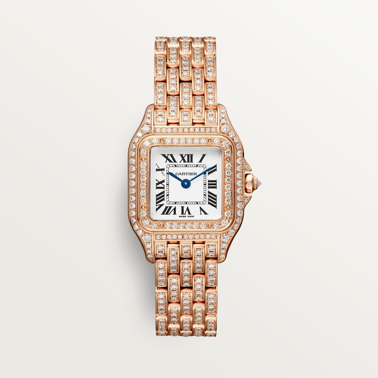 Cartier Panthére De Cartier Rose Gold Diamond (Small Model) 30 MM - Rose Gold Diamond Bracelet - Rose Gold Diamond Bezel - White Dial - HPI01131