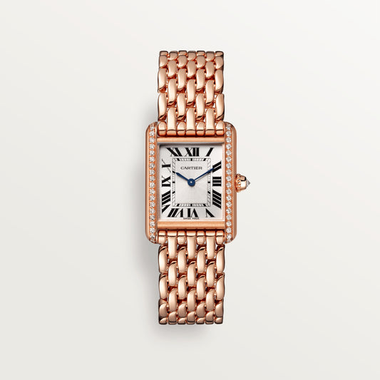 Cartier Tank Rose Gold (Small Model) 29 MM - Rose Gold Bracelet - Rose Gold Diamond Bezel - White Dial - WJTA0020