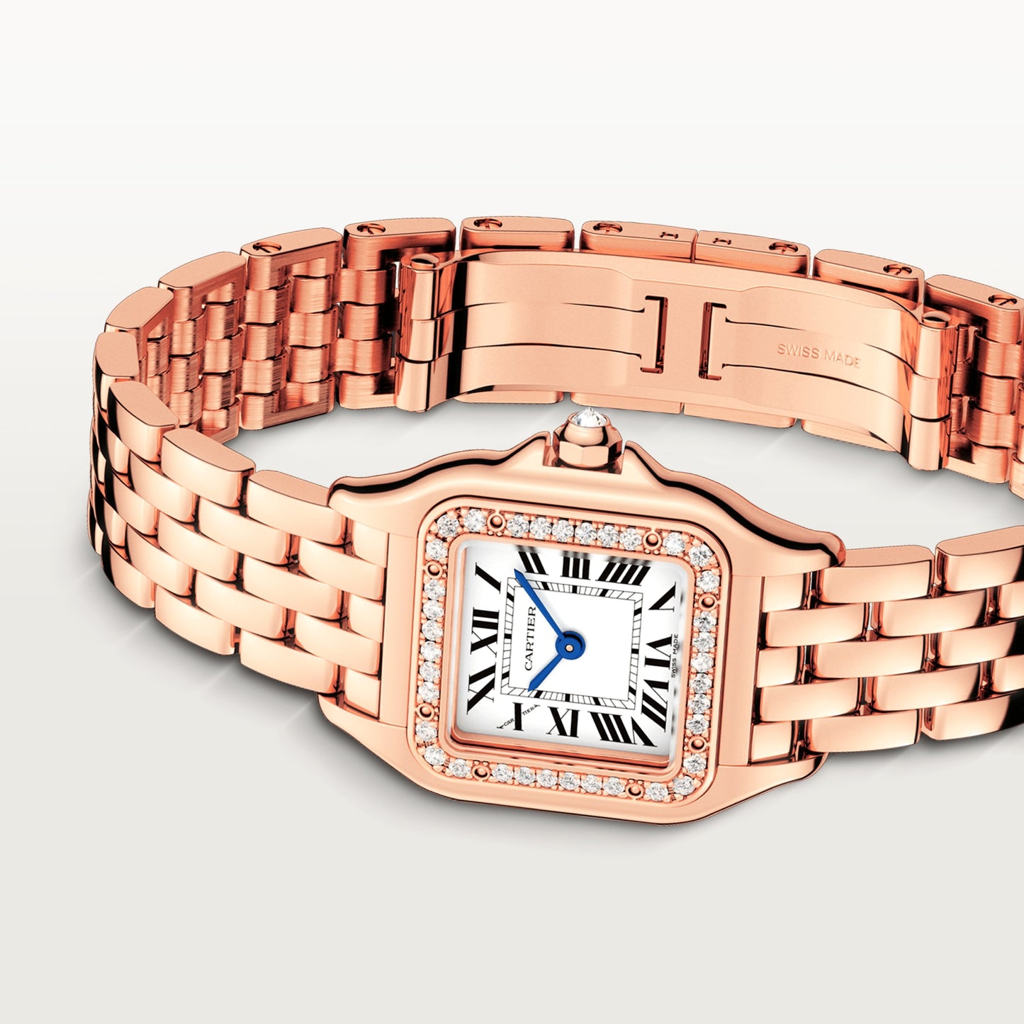 Cartier Panthére De Cartier Rose Gold (Small Model) 22 MM - Rose Gold Bracelet - Rose Gold Diamond Bezel - White Dial - WJPN0008