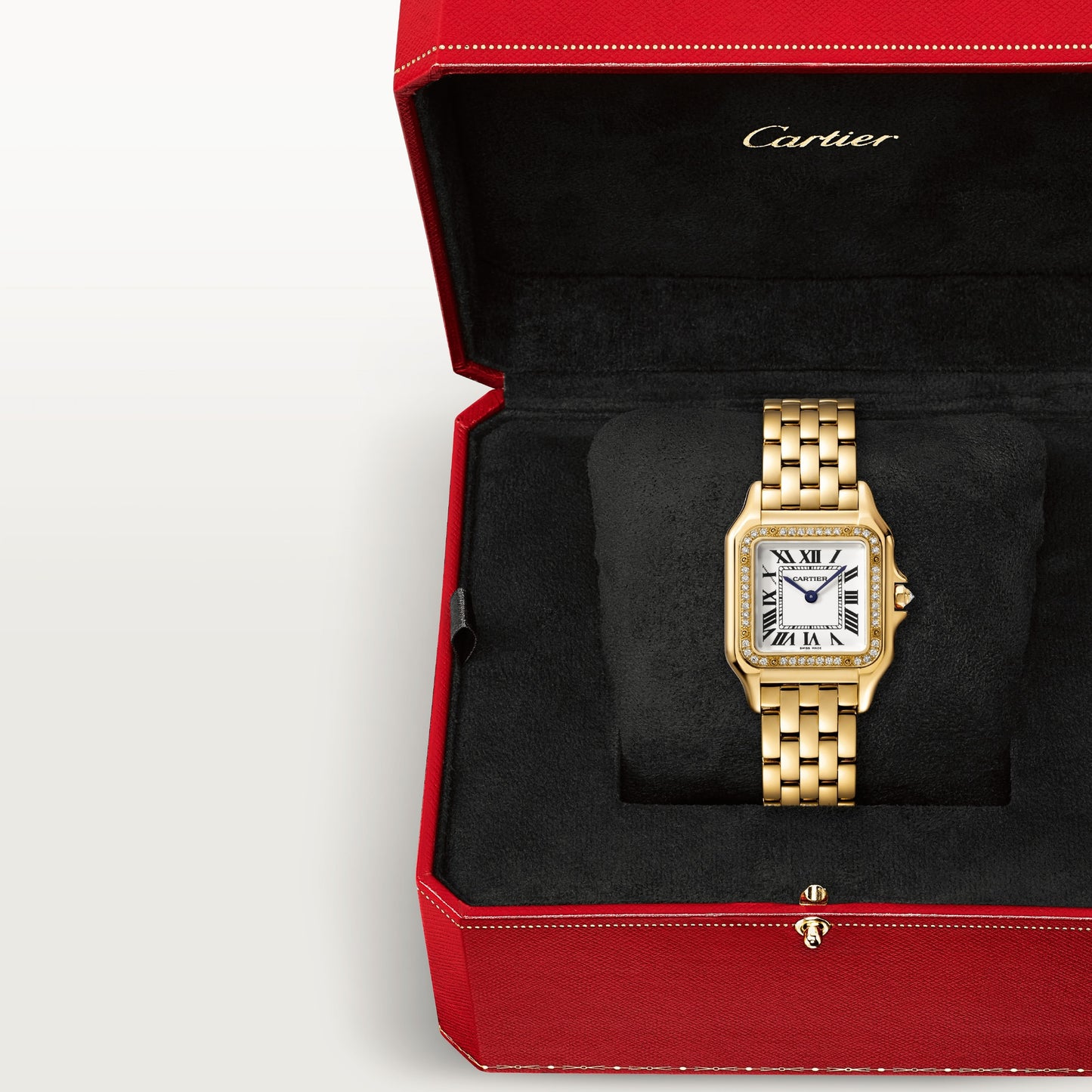 Cartier Panthére De Cartier Yellow Gold (Medium Model) 27 MM - Yellow Gold Bracelet - Diamond Bezel - White Dial - WJPN0016