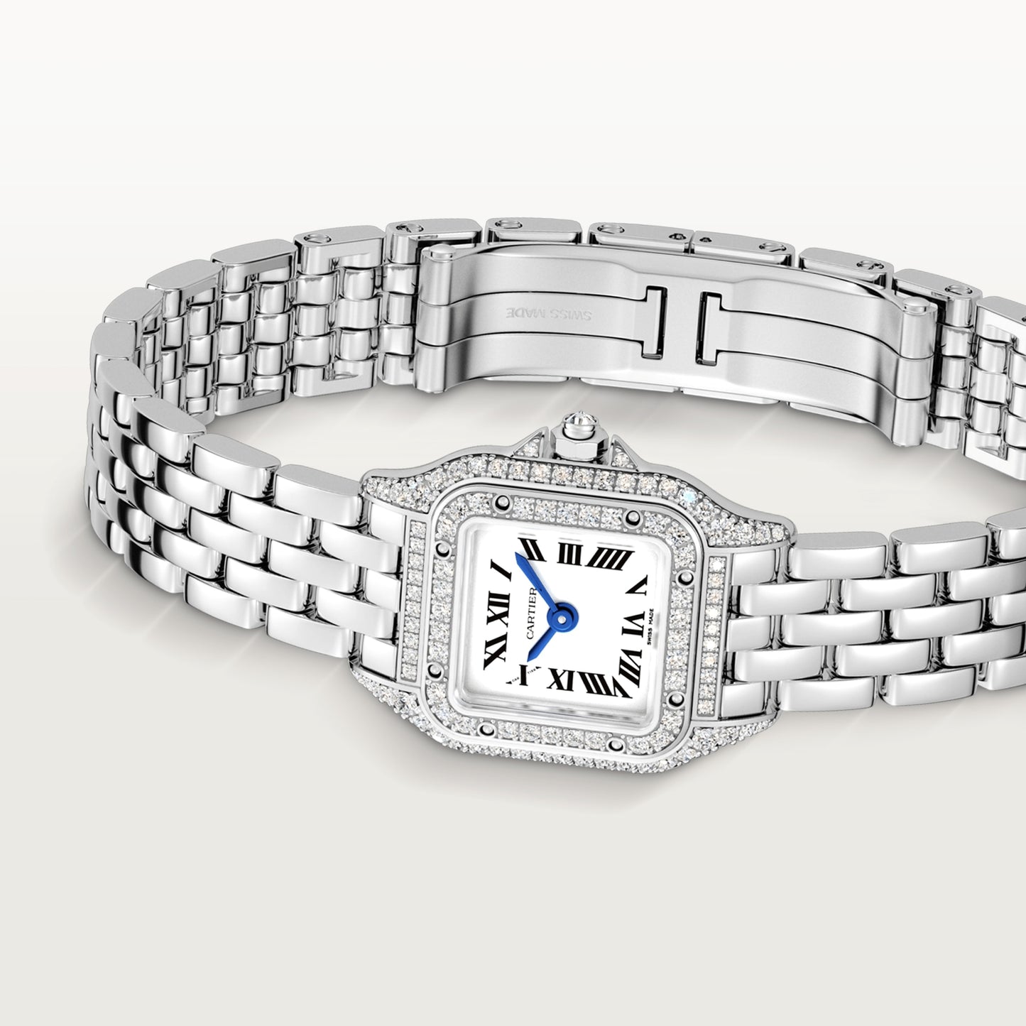 Cartier Panthére De Cartier White Gold Diamond (Mini Model) 25 MM - White Gold Bracelet - Diamond Bezel - White Dial - WJPN0019