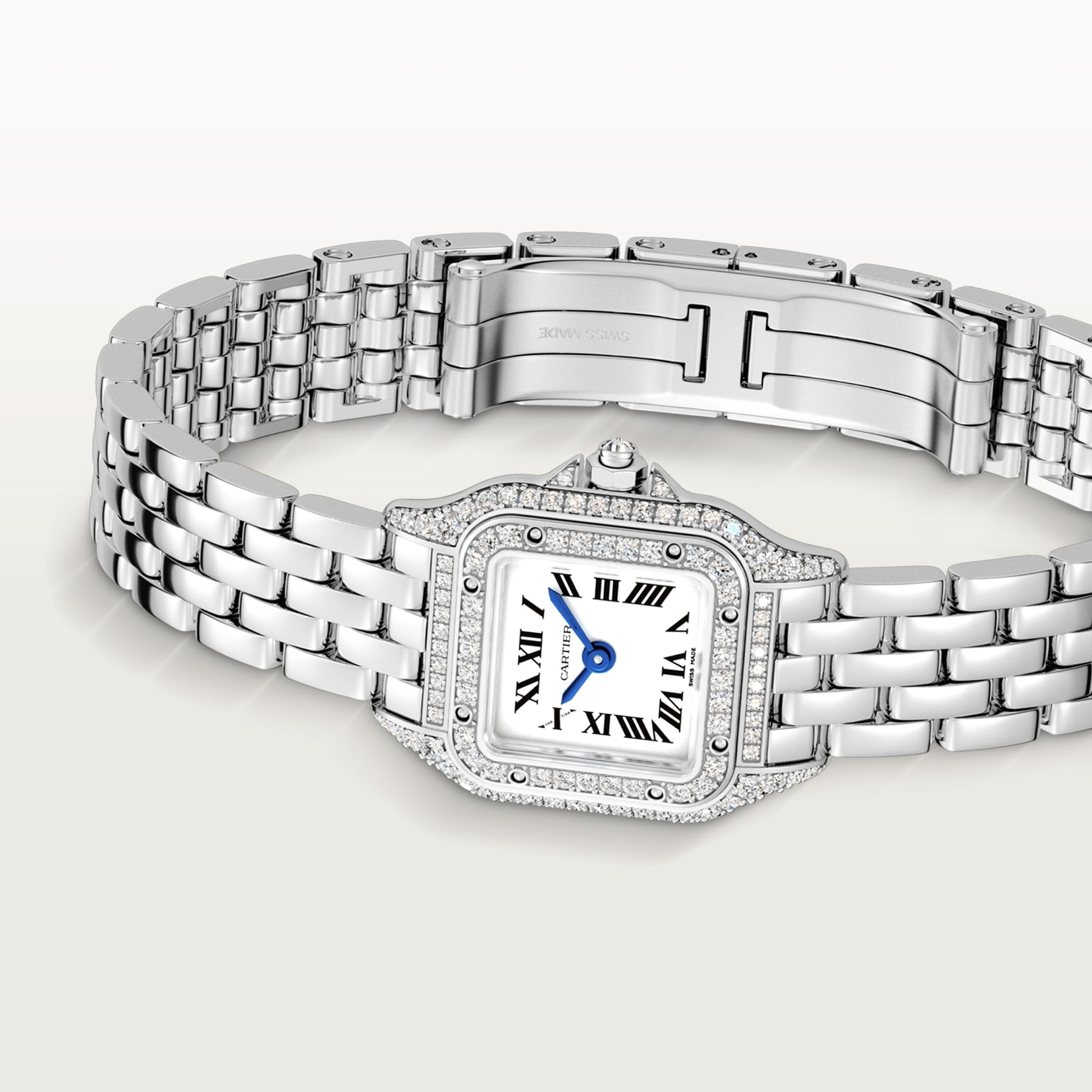 Cartier Panthére De Cartier White Gold Diamond (Mini Model) 25 MM - White Gold Bracelet - Diamond Bezel - White Dial - WJPN0019