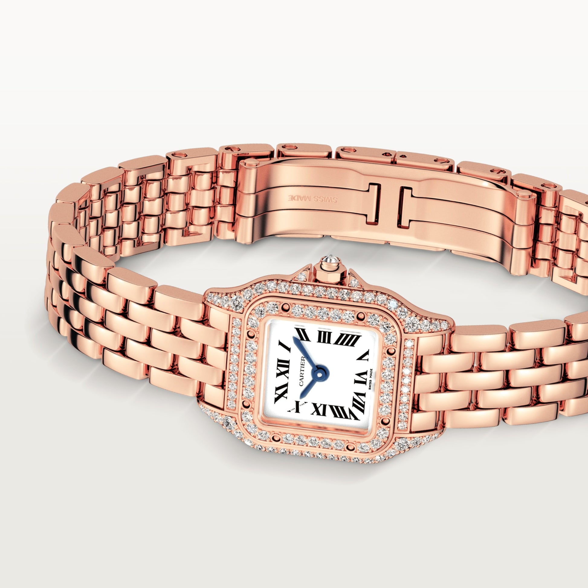 Cartier Panthére De Cartier Rose Gold (Mini Model) 25 MM - Rose Gold Bracelet - Rose Gold Diamond Bezel - White Dial - WJPN0020