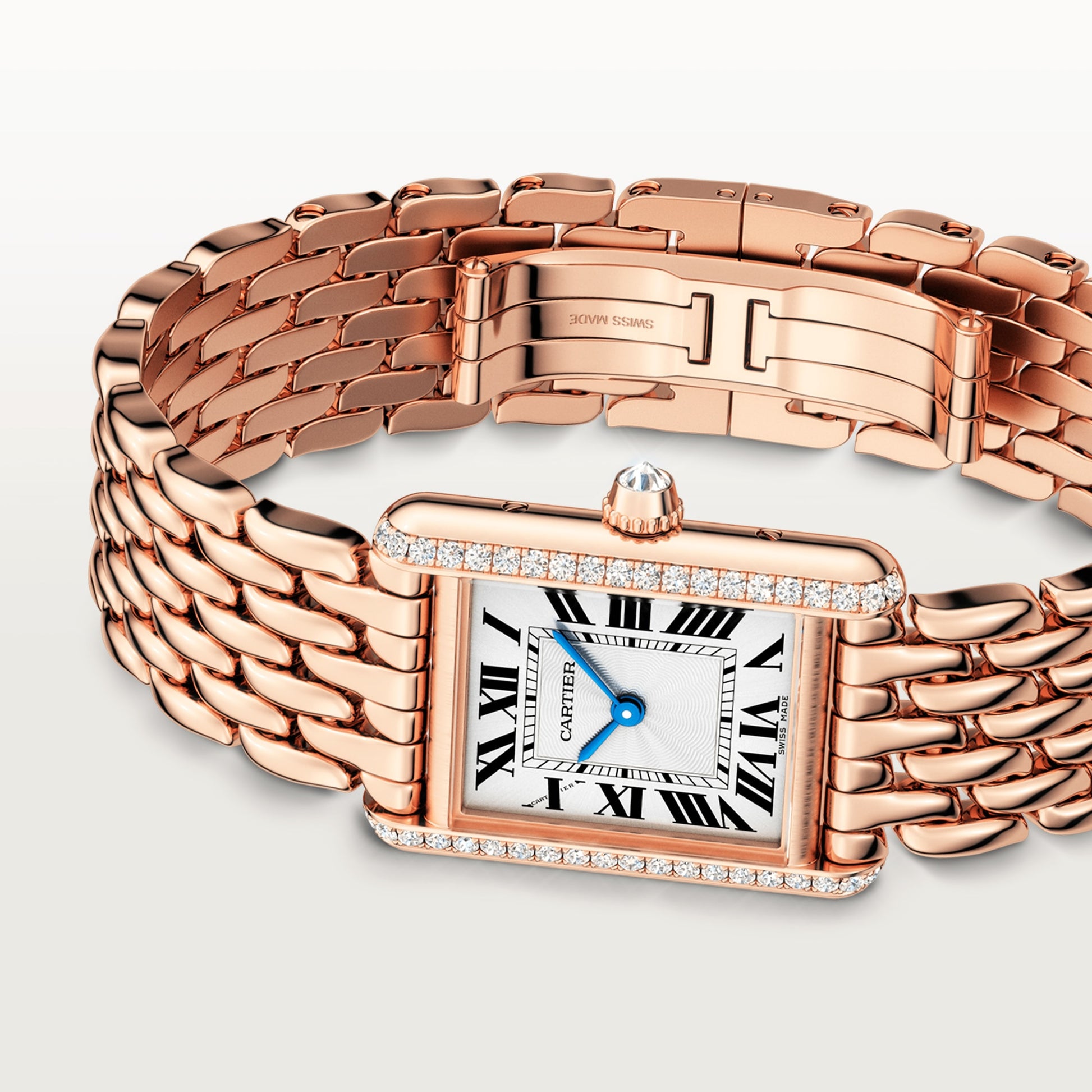 Cartier Tank Rose Gold (Small Model) 29 MM - Rose Gold Bracelet - Rose Gold Diamond Bezel - White Dial - WJTA0020