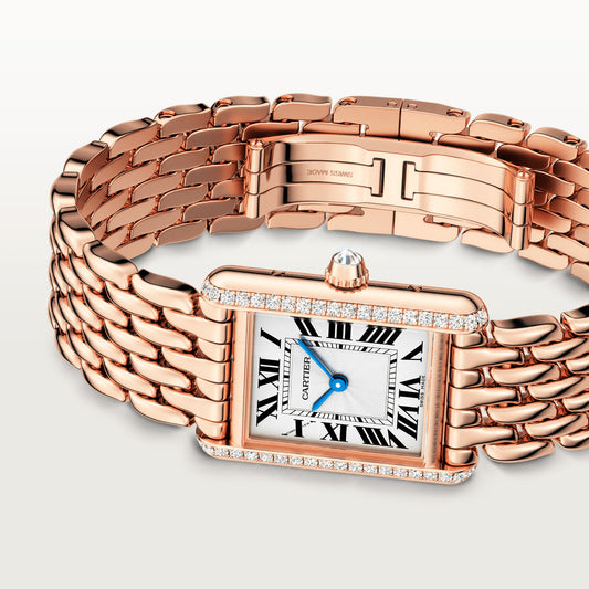 Cartier Tank Rose Gold (Small Model) 29 MM - Rose Gold Bracelet - Rose Gold Diamond Bezel - White Dial - WJTA0020