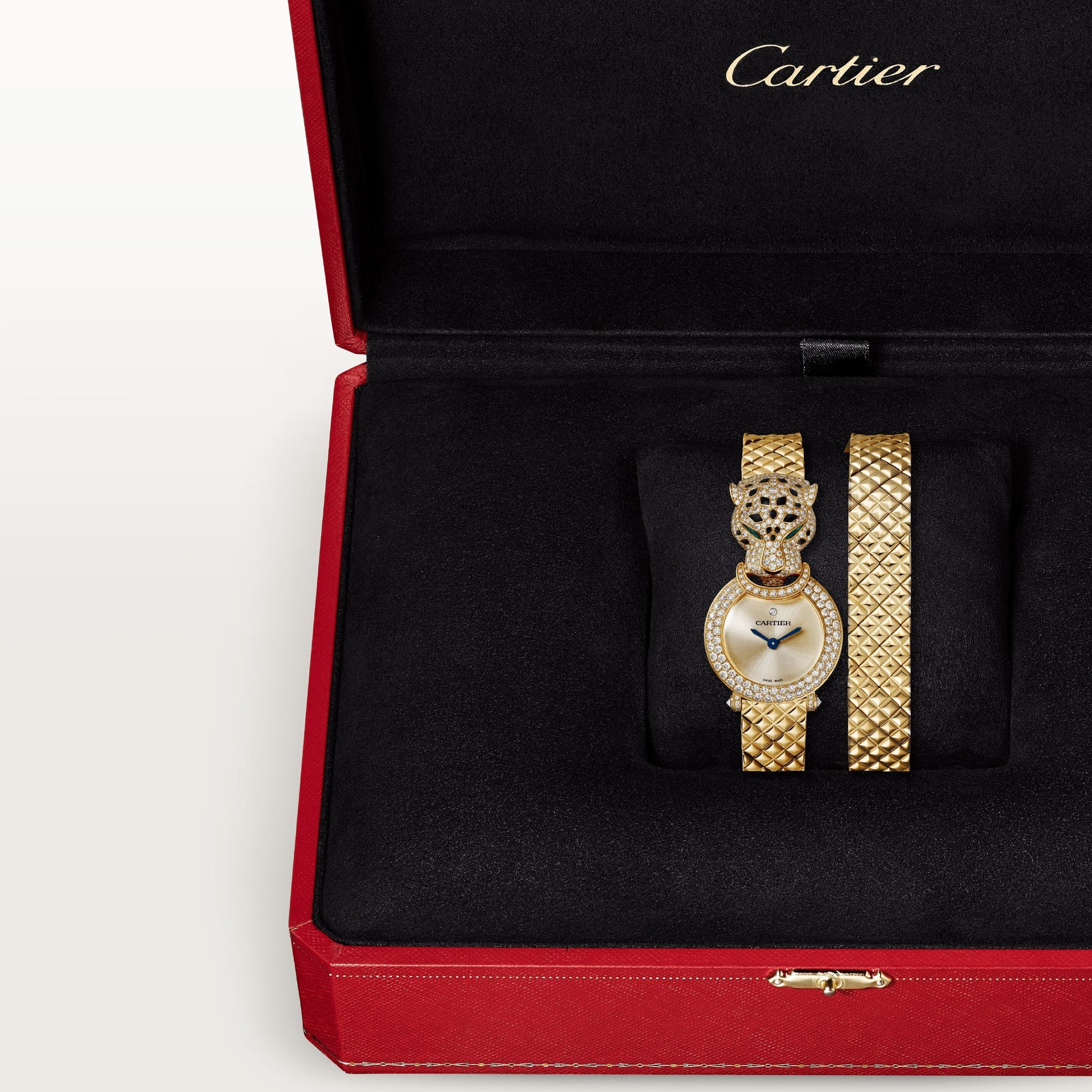 Cartier Panthére De Cartier Yellow Gold Diamond 23 MM - Yellow Gold Bracelet - Yellow Gold Diamond Bezel - Golden Dial - HPI01511