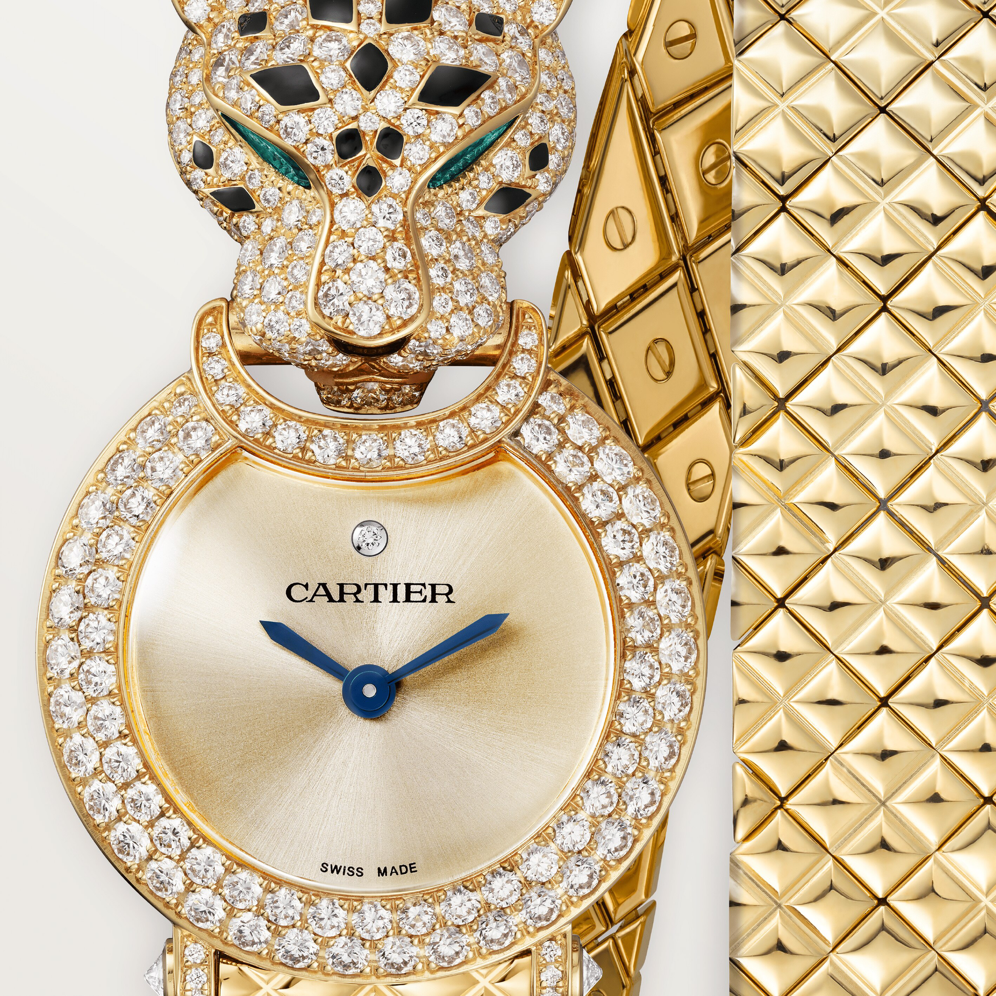 Cartier Panthére De Cartier Yellow Gold Diamond 23 MM - Yellow Gold Bracelet - Yellow Gold Diamond Bezel - Golden Dial - HPI01511