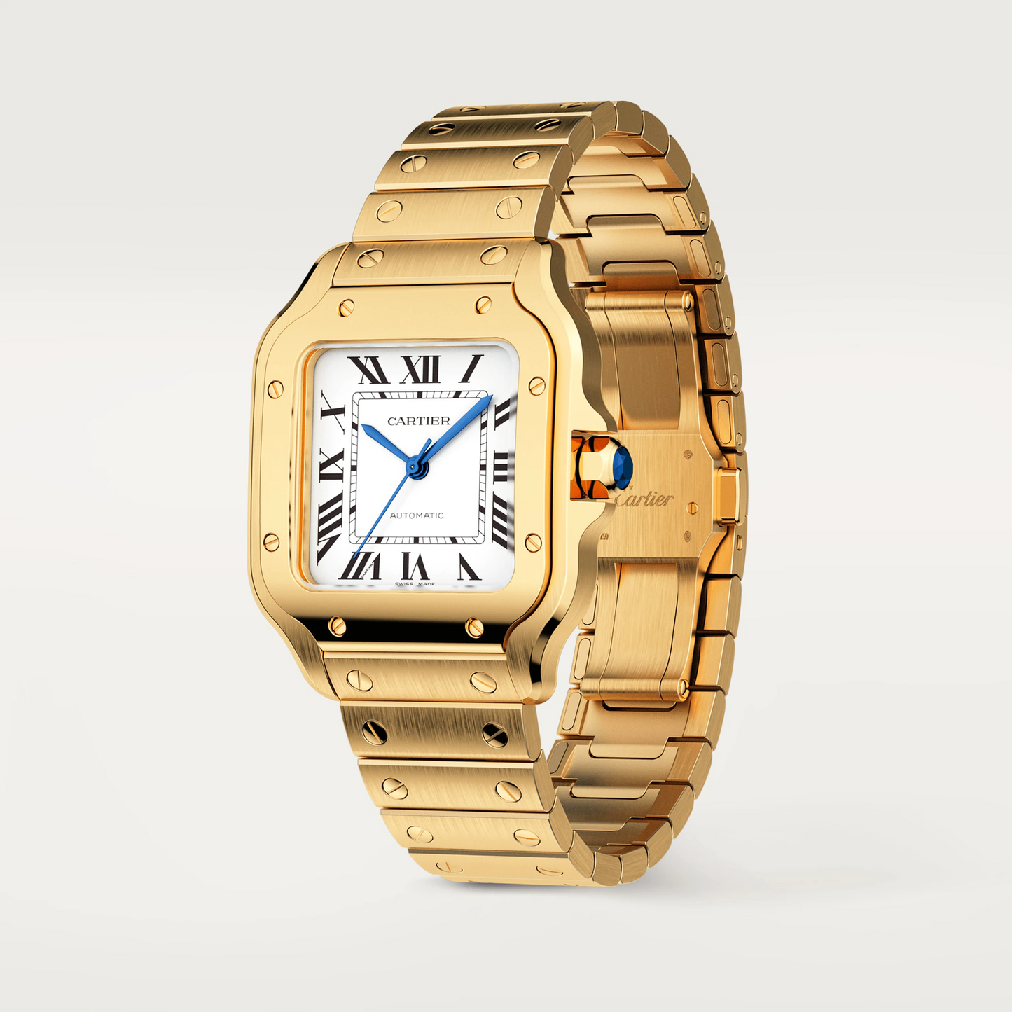 Cartier Santos de Cartier Yellow Gold 35.1 MM (Medium Model) - Yellow Gold Bracelet - White Dial - WGSA0030