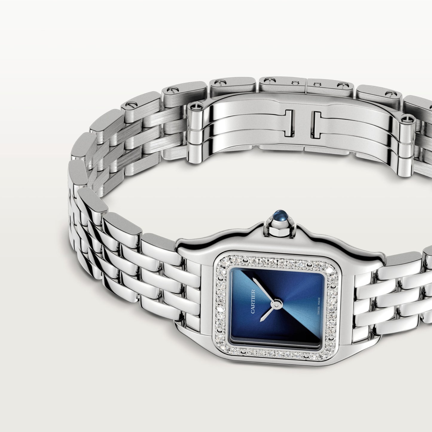 Cartier Panthére De Cartier Stainless Steel (Small Model) 22 MM - Stainless Steel Bracelet - Diamond Bezel - Blue Dial - W4PN0013