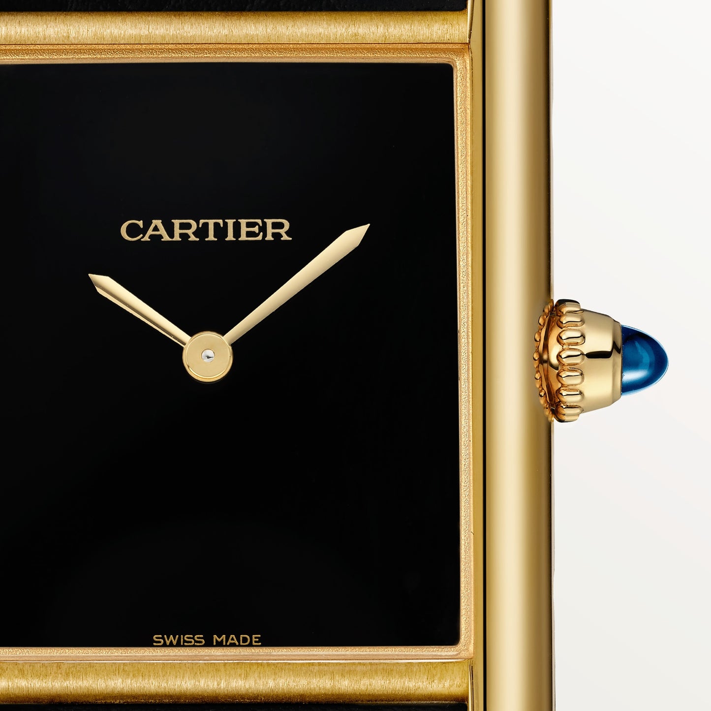 Cartier Tank Yellow Gold (Large Model) 33 MM - Black Leather Strap - Yellow Gold Bezel - Black Dial - WGTA0160