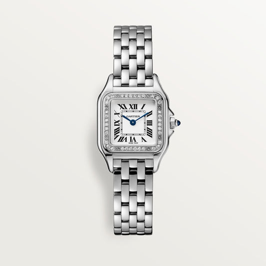 Cartier Panthére De Cartier Stainless Steel (Small Model) 22 MM - Stainless Steel Bracelet - Diamond Bezel - White Dial - W4PN0009