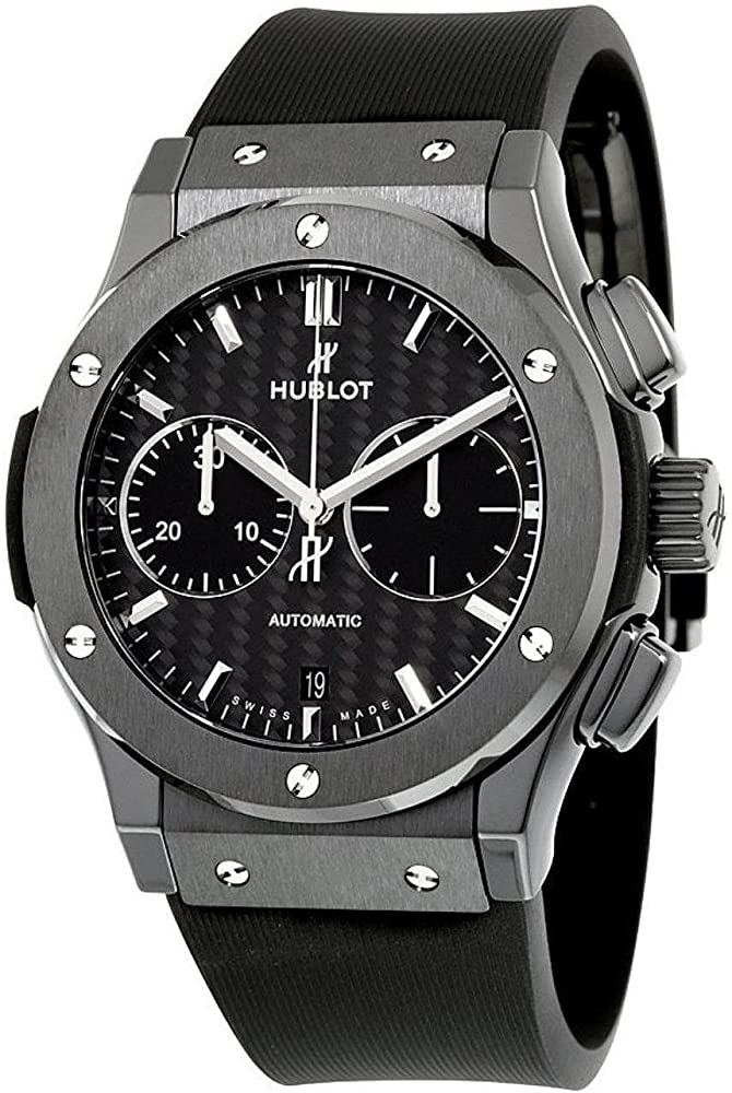 Hublot Classic Fusion Ceramic 45 MM - Black Rubber Strap - Black Dial - 521.CM.1771.RX