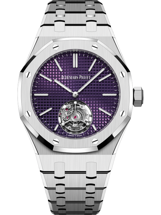 Audemars Piguet Royal Oak Selfwinding Flying Tourbillon 37 MM - Stainless Steel Bracelet - Plum Dial - 26660ST.OO.1356ST.01