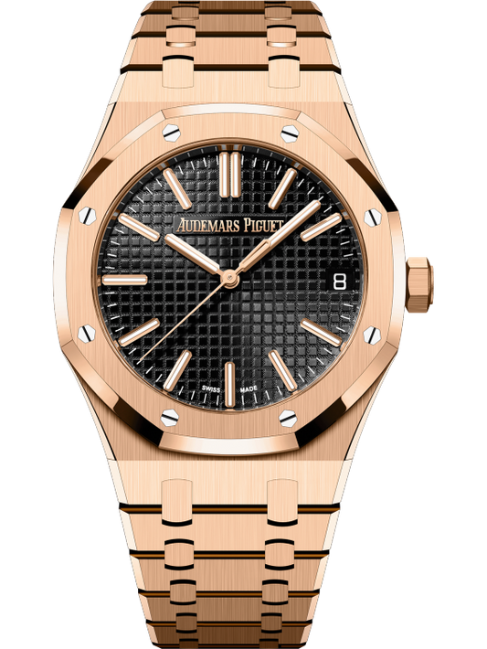 Audemars Piguet Royal Oak 50th Anniversary Pink Gold Selfwinding 41 MM - Pink Gold Bracelet - Black Dial - 15510OR.OO.1320OR.02