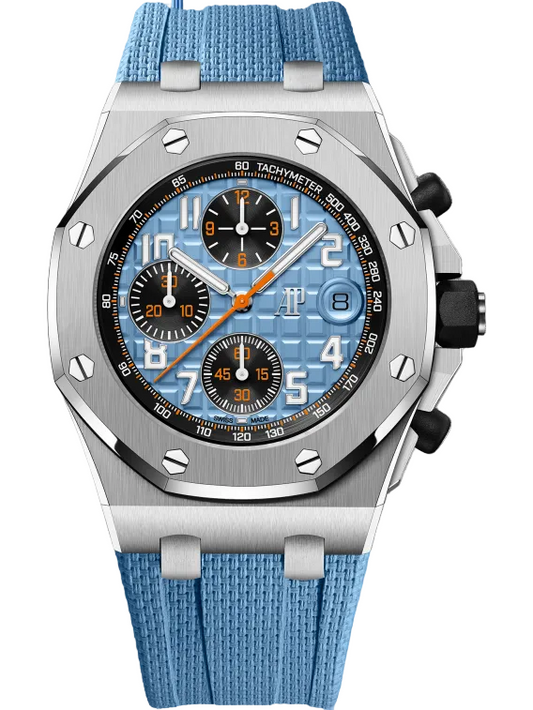 Audemars Piguet Royal Oak Offshore Stainless Steel Selfwinding Chronograph 42 MM - Blue Rubber Strap - Blue Dial - 26238ST.OO.A340CA.01
