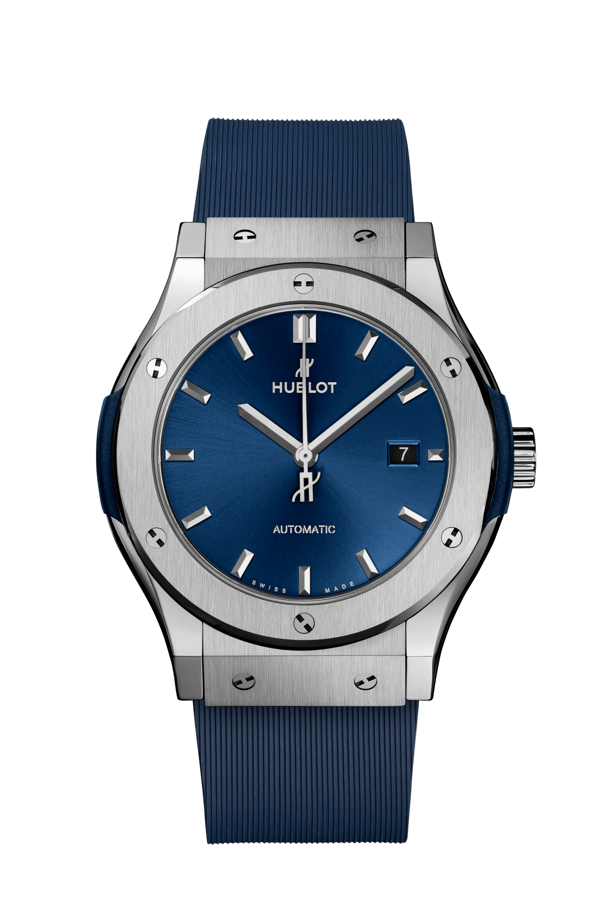 Hublot Classic Fusion Titanium  42 MM - Blue Rubber Strap  - Blue Dial - 542.NX.7170.RX