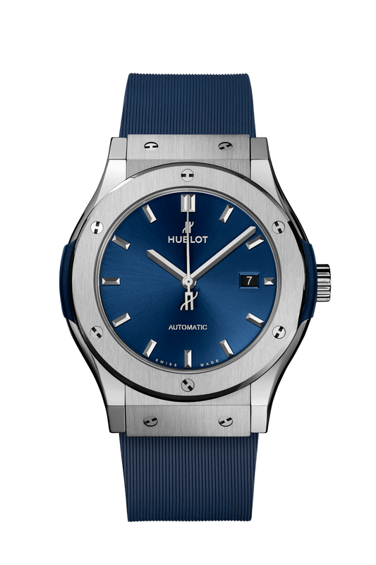 Hublot Classic Fusion Titanium  42 MM - Blue Rubber Strap  - Blue Dial - 542.NX.7170.RX