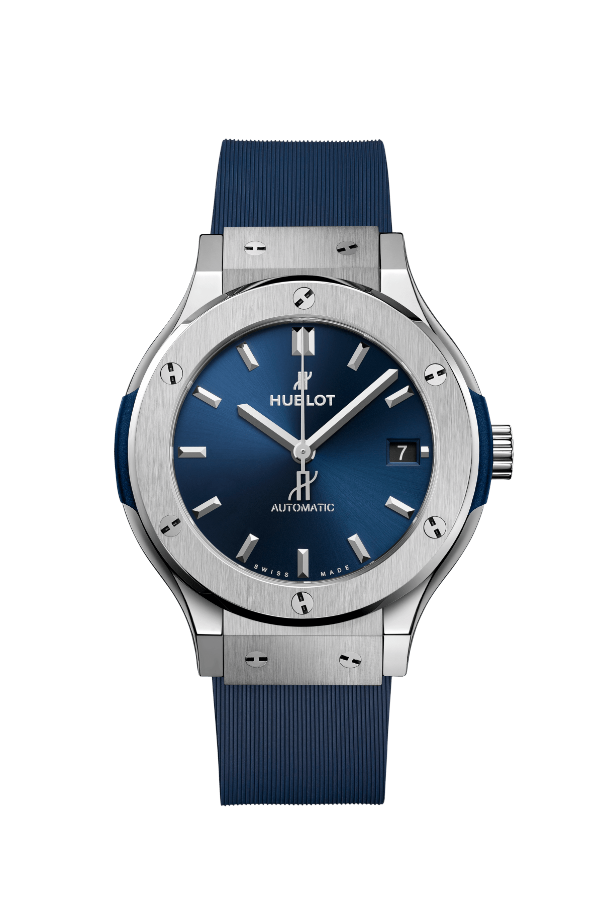 Hublot Classic Fusion Titanium  38 MM - Blue Rubber Strap  - Blue Dial - 565.NX.7170.RX