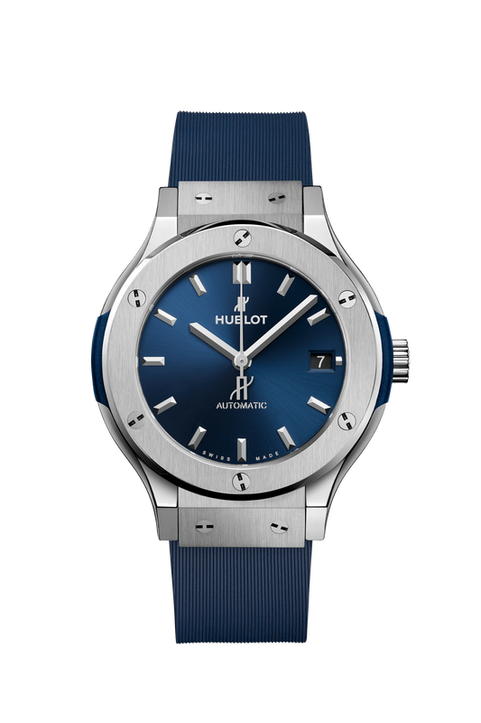 Hublot Classic Fusion Titanium  38 MM - Blue Rubber Strap  - Blue Dial - 565.NX.7170.RX