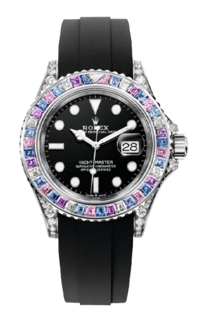 Rolex Aurora Borealis White Gold Yacht-Master Watch - 40 MM - Oysterflex Strap - Black Dial - 126679 SABR