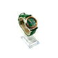 Chopard Happy Sport Stainless Steel and Rose Gold 36 MM - Green Leather Strap - Rose Gold Bezel - Green Floating Diamond Dial - 278582-6005