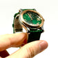 Chopard Happy Sport Stainless Steel and Rose Gold 36 MM - Green Leather Strap - Rose Gold Bezel - Green Floating Diamond Dial - 278582-6005