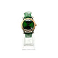 Chopard Happy Sport Stainless Steel and Rose Gold 36 MM - Green Leather Strap - Rose Gold Bezel - Green Floating Diamond Dial - 278582-6005