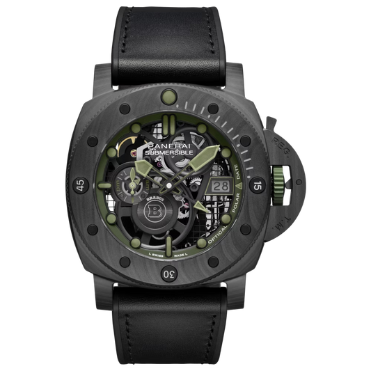 Panerai Submersible S Carbotech™ 47 MM - Black Leather Strap - Black Skeleton Dial - PAM01283