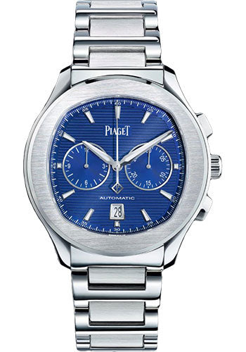 Piaget Polo Chronograph - Stainless Steel  42 MM - Stainless Steel Bracelet - Blue Dial - Stainless Steel Bezel - G0A41006