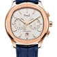 Piaget Polo Chronograph - Rose Gold 42 MM - Blue Leather Strap - White Dial - Rose Gold Bezel - G0A43011