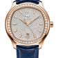 Piaget Polo - Rose Gold Diamond 42 MM - Blue Leather Strap - White Diamond Dial - Rose Gold Diamond Bezel - G0A44011