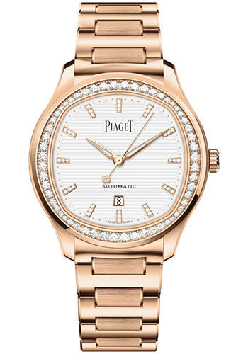 Piaget Polo - Rose Gold Diamond 36 MM - Rose Gold Bracelet - White Diamond Dial - Rose Gold Diamond Bezel - G0A46020