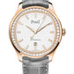 Piaget Polo - Rose Gold Diamond 36 MM - Grey Leather Strap - White Dial - Rose Gold Diamond Bezel - G0A46023
