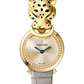 Cartier Panthére De Cartier Yellow Gold (Small Model) 22 MM - Grey Leather Strap - Diamond Bezel - Golden Dial - HPI01297