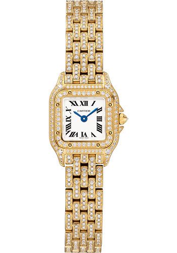 Cartier Panthére De Cartier Yellow Gold Diamond (Mini Model) 25 MM - Yellow Gold Diamond Bracelet - Yellow Gold Diamond Bezel - White Dial - HPI01552