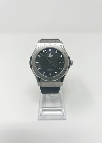 Hublot Classic Fusion Titanium  42 MM - Black Rubber Strap  - Black Dial - 542.NX.1170.RX