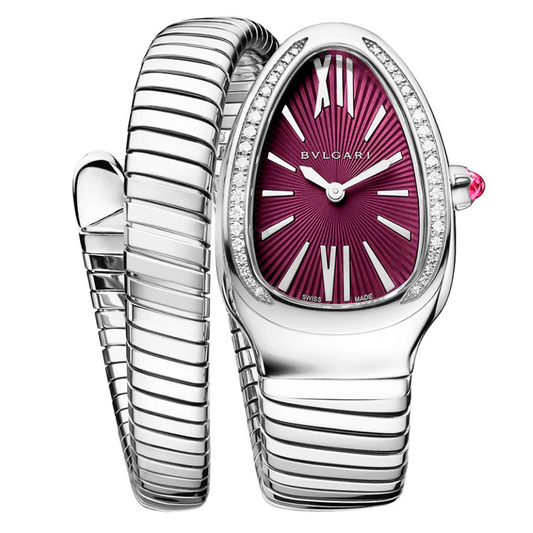 Bvlgari Serpenti Tubogas - 35 MM - Stainless Steel - Violet Dial - 102529 nyc watcher nyc watches