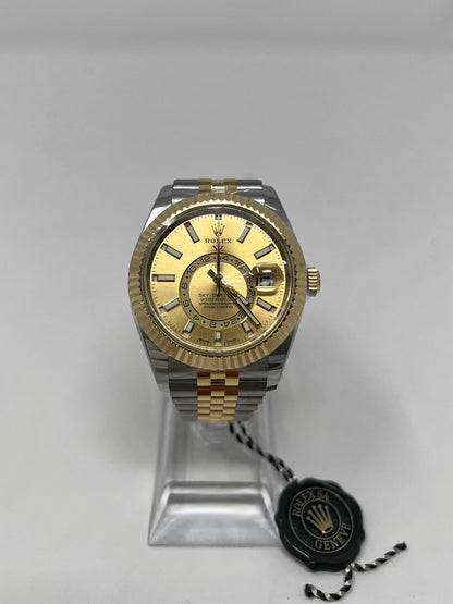 Rolex Stainless Steel & Yellow Gold Sky Dweller Watch - 42 MM - Jubilee Bracelet - Yellow Dial - 326933-0004