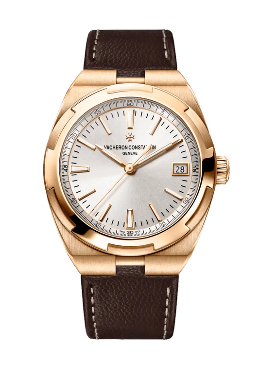 Vacheron Constantin Overseas  Pink Gold 41MM - Brown Leather Strap - Silver Dial - 4500V/000R-B127