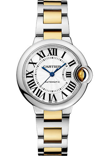 Cartier Ballon Bleu Stainless Steel 33 MM - Stainless Steel & Yellow Gold Bracelet - White Dial - W2BB0029